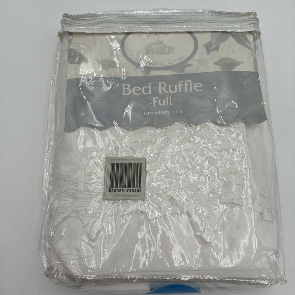 Keeco Handmade Collection White Full Bed Ruffle Battenburg Lace  cottagecore